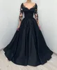 Oszałamiający linia gotycka iluzja długie rękawy sukienki boho suknie ślubne cekiny koronkowe aplikacje wiejskie czarne suknia ślubna