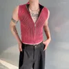 Coletes masculinos syuhgfa colete de malha gola bonito suéter coreano streetwear roupas masculinas 2024 primavera verão moda