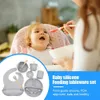 Baby Zachte Siliconen Servies Set Babyvoeding Gerechten Plaat Sucker Kom Slabbetjes Lepel Vork Set Kinderen Antislip Servies BPA-vrij 240319