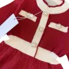 Baby Meisjes Jurk Kinderen Revers Geplooide Jurken College Kleding Met Lange Mouwen Shirt Rood Kinderen Casual Rokken Kleding Preppy Stijl Kinder Baljurk CYD24031902-6