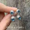 Stud 5 mm Natural Blue Topaz Coldings For Women 925 Srebrny prezent biżuterii Prosty perydot biżuteria 24319