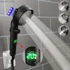 Soffioni doccia per bagno Temperatura Display digitale Soffione pressurizzato Nero 3 modalità Filtro antipioggia per risparmio idrico ad alta pressione Soffione doccia per bagno Y240319