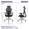 Nouhaus ergo3d ergonomik lomber destek örgü 4D ayarlanabilir kolçak criss haç tekerlekler oyun başkanlık sandalyesi rahat ofis sandalyesi (siyah)