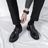 Chaussures Chaussures officielles pour hommes Vérihain Cuir Fashion Black Robe Chaussures Mens Italien Style Business Office Marrie Chaussures Oxford Chaussures
