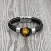 Bangle Natural Tiger Eye 12 constellation Carved Gold Plated Jewelry Vintage Men 316L Stainless Steel Leather Link Classic Bracelet 240319