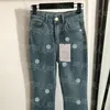 Mulheres de luxo flare jeans designer calças jeans azul cintura alta casual estilo rua jean calças