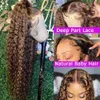 Synthetic Wigs Synthetic Wigs 30 32 Inch Highlight Ombre Lace Frontal Wig Curly Human Hair Wigs 4/27 Colored 13x4 Deep Curly 4x4 Lace Closure Wigs For Women 240329