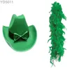 Wide Brim Hats Bucket StPatrick Day Celebration Green Hat Festival Themed Party Velvets Fedora Shamrock Top Scarf Irish Accessories 240319