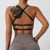 Yoga Outfit Women's Workout Sports Bras Fitness Backless Criss Cross Open Back Padded Low Impact Bra Crop Tank Top