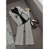 2024 Spring Black Contrast Color Sequins Tvådelade byxor Set Lång ärm Tappade Lapel Panel Paneled Blazer Blazers Top + Set Trousers Suits O4J152325