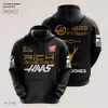 Męskie bluzy bluzy Nowy kombinezon wyścigowy F1 Haas Drużyna swobodna pullover 3D Digital Print Masowa kurtka z kapturem wiosna i jesienne bluza R24