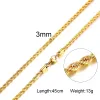 14K Gold Rope Chain Men Necklace Golden Twisted Wave Links Basic Chains Choker Unisex Punk Jewelry