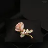 Brooches Beautiful Elegant Retro Rose Brooch Women's High-End Flower Suit Neckline Enamel Pin Pearl Jewelry Clothes Accessories Gift 6146