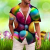 Мужские повседневные рубашки, мужские боди, комбинезон с пасхальным яйцом и принтом, мужская рубашка с короткими рукавами, весенние и летние топы для йоги, длинные