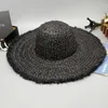 Chapeaux à large bord été naturel raphia crème solaire grand chapeau de soleil plage toile de jute dôme coloré en gros