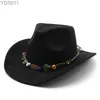 Large Brim Chapeaux Bucket Mens Cap British Top Hat Cowboy Cowgirl Élégant Femmes Chapeaux De Luxe Gentleman Jazz Panama Fedora Nouveau 2023 240319