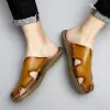 Sandals Susugrace Leather Men Sandals Casual Light Breathable Flats Male Shoes Summer Outdoor Daily Men Slippers Hot Sale Plus Size 46