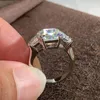 Bagues de cluster 14K Gold Bague Femmes Mariage Anniversaire Engagement 6 7 8 9 10 Square Princess Trapezoi Moissanite Diamant