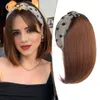 Parrucche sintetiche Parrucche in pizzo MEIFAN Parrucca sintetica corta e diritta Bob Mezza con fascia per capelli Clip nei capelli Nero Marrone Fluffy Parrucchino finto per donna 240329