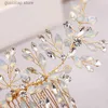 Tiaras na moda ouro strass cristal casamento pente de cabelo tiara nupcial acessórios de cabelo feminino casamento jóias headpiece artesanal y240319