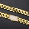 Hip Hop New 5 Sizes Width Genuine Gold Electroplated Copper Large Cuban Chain Set with Full Zirconia Clasp Necklace