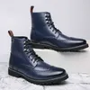 Non-Brand Latest Designers Size HBP 38-48 Blue Color Durable Lace Up Formal Occasions Usable Men Leather Ankle Boots