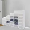 Portaoggetti Scaffali Scatola pieghevole in plastica trasparente scatola per scarpe set pieghevole portaoggetti per la casa organizer impilabile Y240319