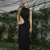 Basic Casual Dresses Cryptographic Sexy Cut Maxi Dress Women Party Sleeveless Tank Dresses Vestido Summer Chic 240319