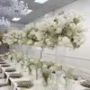 Woondecoratie Helderglazen tafel midden transparant Bloemenvazen Hoge glazen vazen Bruiloft middelpunten Witte roos en gipskruid Kunstbloembal