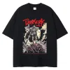 men's T-Shirts Anime Berserk Printed Tshirt Black 100% Cotton Tshirts Guts Washed Retro T-Shirt Y2k Short-Sleeved Shirts Summer Streetwear Tops 230413 C8pv#