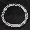 Catene Gioielli Hip Hop 20mm 2 file Rettangolo Pietra Iced Out Miami Catena a maglie cubane Bling Collana spessa in rame placcato oro bianco 18 carati