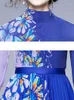 Work Dresses Women Fashion Flower Print Long Sleeve Pullovers Tops & Pleated Midi A Line Skirt 2 Pcs Runway Sets Autumn Streetwear Outfits