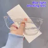 サングラスブラック透明なフレームコンピューターメガネ女性男性アンチブルーライトラウンドアイウェアブロッキングフラットアイグラス