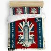 Yatak setleri Londra seti ünlü telefon kabini ve Big Ben I 3pcs Nevresim Yatak Yatağı Yastığı Yastığı Kasası