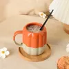 Canecas 425ml abóbora laranja copo de cerâmica leite café emenda cores estilo home office personalidade colorida fofa