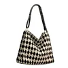 Totes Vintage Große Kapazität Tote Damen Tasche Weibliche College Student Klasse Leinwand Schwarz Und Weiß Checkerboar Mode Schulter