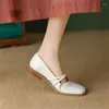 Kleidschuhe 2024 Frühling/Sommer Frauen Pumps Square Toe Chunky für Casual Mary Janes Zapatos De Mujer Low Heel