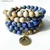 Charm-Armbänder Ruberthen Matte Picture Jasper 108 Mala Hochwertige Matte Lis Lazuli Damen Yoga Spirituelle Halskette L240319