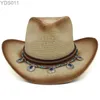 Cappelli a tesa larga Secchiello Uomo Donna Str Western Cowboy Cappellino da sole Party Travel Outdoor Caps Classico retrò Sombrero Taglia UK L US 7 1/4 240319