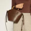 Totes ZR DIARY Vintage sacs à main en bambou femmes sac seau en cuir souple dames sacs à bandoulière unique 281