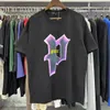 Tasarımcı Lüks Kısa Kollu Purplet Shirt Erkekler T-Shirt Mektup Desen Hip Hop Erkek ve Kadınlar Gevşek Kısa Kısa Kollu Tişörtler