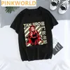 Camiseta para mujer Anime japonés Dibujos animados Divertido Fashioin Camiseta para mujer Camiseta estampada para mujer Camiseta casual Cuello redondo Camisa negra Manga corta T-shirtL2403