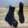 Botlar Sonbahar Bahar Kadın Ayakkabı Kadın Platformu Botlar Moda Yuvarlak Toe Ayak Bileği Botları 2022 Kış Elastik Siyah Kama Rahat