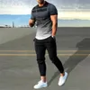 Mens Tracksuit Set Byxor Outfits 2 Piece 3D Printed Summer Short Sleeve T Shirt Casual Street Trend Man Clothing 240312