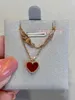 Fanjia V Gold Red Love Necklace Women 925 Silver Plated 18k Rose Gold Heart Bracelet Small Red Heart Earrings Red Agate