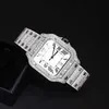 Luksusowe zegarki na męskie mechaniczne białe pokrętło mrożone diamond moissaniteed Men Top Brand Swiss Designers Wristwatch