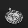 Collane con ciondolo dal design alla moda Nordico Nuovo acciaio inossidabile Rune vichinghe Yin Yang Artiglio dell'orso Ciondolo rotondo per uomini e donne Collana di gioielli