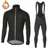 Winter Thermal Fleece Cycling Clothes Set Men Long Sleeves Jersey Suit Outdoor Riding Bike MTB Bib Pant Cycl Clothing 240318