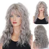 Synthetic Wigs Lace Wigs BCHR Grey Wigs with Bangs Long Curly Synthetic Wigs for Women Daily Cosplay Party Halloween Costume (Grey 20Inches) 240328 240327
