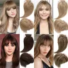 Toppers Toppers per capelli da donna Clip in parrucche di capelli umani veri Parrucchino da donna Base in seta Parrucchino con frangia Clip bionde nelle estensioni dei capelli